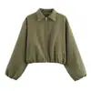 Venta al por mayor de fábrica Comercio electrónico transfronterizo Ropa para mujer europea y americana Otoño Nuevo Chaqueta corta holgada de color liso Chaqueta abrigo con cremallera