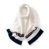 Bufanda de Cachemira Tejida para Otoño e Invierno, Calentador de Cuello Rayado, Color Bloqueado para Exportación, Bufanda Gruesa Cálida Unisex Transfronteriza