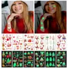Adesivos de Tatuagem Luminosos de Papai Noel à Prova d'Água Suor Floco de Neve Crianças Desenho Animado Rosto Brinquedos Temporários Adesivos Fluorescentes