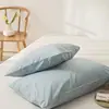 Fronhas de Algodão Lavado de Cor Sólida, um Par de Fronhas Individuais Novas de Algodão Puro, um Par de Capas de Forro para Uso Doméstico Duplo