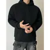 Sudadera con capucha de peso pesado estilo casual americano para hombre, corte limpio, otoño e invierno, forrada de felpa, gruesa, corte ajustado, sin cierre
