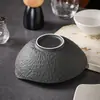 Louça de Cerâmica Leve Luxo Prato de Baleia Tigela Doméstica Estilo Japonês Padrão de Pedra Prato Preto e Branco Sensação Avançada Prato de Cor Sólida Tigela de Cerâmica