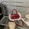 Mini Bolsa Feminina 2025 Novo Estilo Coreano Fresca e Doce Renda Bolsa de Ombro Transversal Bolsa de Trabalho Fashion
