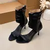 Sandálias Finas Plissadas com Zíper Atrás Emagrecedoras Altas Sexy Novo Estilo 2026 Verão Sandálias Elegantes da Moda de Salto Alto para Mulheres