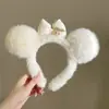 Diadema de Felpa con Estampado de Leopardo Rosa y Moño de Gatito para Mujer, Diadema Linda Versátil para Lavarse la Cara, Pasador, Tocado de Corona Alta