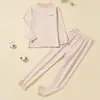 Conjunto de Roupa Térmica Infantil Sem Costura 100% Algodão para Outono e Inverno, Camada Base de Algodão Espessa e Macia para Meninos e Meninas