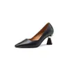 Elegante y súper bonito, ¡un artículo imprescindible! Zapatos de tacón alto de piel plena flor con punta cuadrada, adecuados para primavera y otoño, zapatos de tacón grueso para mujer, zapatos bajos de trabajo