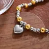 Pulsera de Acero Inoxidable con Cordón Elástico y Colgante de Corazón, Estilo Ins de Nueva Moda Transfronterizo, Regalo Especial para Novia en el Festival Qixi