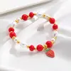 Pulseras Tejidas a Mano de Frutas Cerezas y Fresas Transfronterizas, Pulseras Lindas y Dulces de la Serie Frutas, Accesorios de Pulsera Versátiles