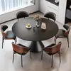 Mesa de Jantar Italiana Extensível Giratória Preta Luxo Leve Apartamento Pequeno Mesa Quadrada e Redonda de Uso Duplo Mesa de Jantar Moderna em Pedra Sinterizada Casa Simples