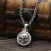 Colgante de Calavera Hip Hop Giratorio de Plata de Ley Moda para Pareja Colgante de Collar para Hombre Joyería de Plata Vieja Retro