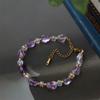 Cristal natural transparente roxo amarelo com design de nicho estilo ins irregular, pulseira colar feminino de luxo leve por atacado