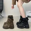 Botas Cortas de Tacón Grueso Estilo Británico Tacón Alto Plataforma Pierna Apretada para Mujer 2026 Primavera/Otoño Nuevas Suela Gruesa Adelgazantes Botas Doc Martens Mujer