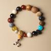 Pulseira Bodhi de Multi-Benefícios e Multi-Fortuna com Dezoito Sementes, Estilo Estrela e Lua com Dezoito Sementes, Joia Portátil Unissex, Contas de Oração Budista, Ornamento de Mão