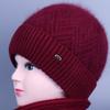 Chapéu de inverno para mãe de meia-idade e idosa, forrado com lã, quente, para avó, chapéu de lã, à prova de frio, proteção para os ouvidos, chapéu de malha para senhora idosa