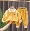 Ropa Infantil Traje para Niñas Conjunto de Otoño para Niños Pequeños Camisa de Manga Larga con Cuello Pantalones Casuales Ropa Deportiva Infantil Elegante Conjunto de Dos Piezas