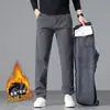 Pantalones Largos Casuales de Pierna Recta para Hombre, Estilo Masculino, Nuevo Modelo Otoño e Invierno 2026, Forrados de Polar, Engrosados, Cálidos, Pantalones de Vestir Ajustados