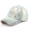 Novo Chapéu Feminino Boné de Baseball com Diamantes Gota D'água Pontos Diamante Boné com Aba Chapéu de Sol para Exterior Chapéu de Cowboy Tendência