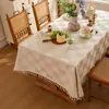 Mantel vintage estilo francés hecho de algodón y lino, mantel de comedor a prueba de polvo, mantel para mesa de café, cubierta para gabinete, impermeable y a prueba de aceite para el hogar