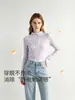 Camiseta Básica Antibacteriana para Mujer Yifeisi, Nuevo Cuello Alto Pequeño Otoño/Invierno, Se Puede Usar como Capa Interior o Exterior, Camiseta de Manga Larga Autocalentable para Mujer