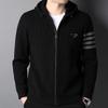 Cardigan Masculino de Tricô com Zíper e Capuz da Moda 2021, Novo Estilo Coreano Elegante para Jovens, Jaqueta Masculina Color Block