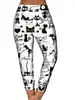 En Stock 2025 Ropa Transfronteriza Europea y Americana Primavera y Verano Casual Estampado de Gato Lindo Moda Pantalones de Nueve Puntos