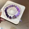 Pulsera de Piedra Natural Amatista con Cuentas Pulsera de Lujo Ligero con Sentido de Alta Gama Pulsera de Nicho Versátil Pulsera Elegante de Nuevo Estilo Chino