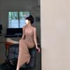Vestido camisola marrón para mujer, vestido de verano ajustado