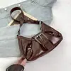Bolso de Hombro y Axila de Gran Capacidad con Pliegues Estilo Americano 2025 Estilo Desgastado para Mujer Estilo Retro Commuter Bolso para Motocicleta