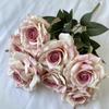 7 Wen Juan Pantalla de Seda Recubierta Diamante Rosa Flores de Simulación Boda Decoración de Sala de Estar Camino Guía Ramo de Rosas Flores Falsas