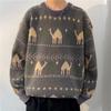 Suéter moderno de estilo americano con cuello redondo para niños, estilo retro japonés de otoño e invierno, versátil, casual, estilo holgazán, suéter de punto al por mayor