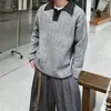 Suéter de punto acanalado con cuello de bloque de color estilo Old Money vintage para hombre, ajuste casual y relajado, tejido suelto para otoño e invierno