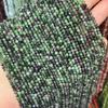 Tesoro rojo y verde, cuentas angulares de 2 mm, cuentas redondas talladas, cadena de mini cuentas finas, mini cuentas de piedras preciosas