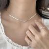 Collar de Cadena de Hueso de Serpiente con Lazo Estilo Frío de Blogger Ins Diseño Nicho Lujo Ligero Cadena de Clavícula para Niña Pulsera