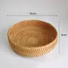 Cesta de frutas, cesta de armazenamento trançada de rattan vietnamita, bandeja de doces, prato de frutas redondo para a sala de estar, fruteira grande para uso doméstico, cesta para pães cozidos no vapor, prato de frutas secas