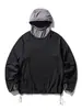Camiseta Funcional Negra de Flota Personalizada Otoño-Invierno de Felpa Holgada para Exteriores de Manga Larga con Protección Integrada para el Cuello, Secado Rápido, Protección Solar