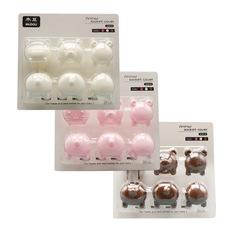 Funda de enchufe japonesa con forma de animal, con diseño de cerdo, protección de seguridad antidescargas eléctricas, 6 piezas, versión de tapa dura