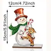Decorações de mesa de Natal, enfeites de boneco de neve e rena de madeira, centro de mesa de Natal, decorações nostálgicas de madeira vintage, árvore de Natal