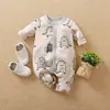 Macacões Fofos para Bebês Meninos e Meninas, Roupas de Bebê de Manga Longa para Primavera e Outono com Estampas de Desenhos Animados, Macacões para Engatinhar de Recém-Nascidos Atacado Q
