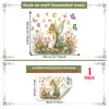 Variedad de Pegatinas Florales para Ventana Estilo Cuento de Hadas de Primavera con Animales Lindos, Pegatinas Electrostáticas para Ventana y Puerta de Vidrio