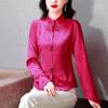 Nova camisa jacquard estilo chinês para mulheres 2024 primavera novo retro stand collar fivela slim emagrecimento Tang terno top