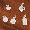 Pingente de lingote maciço s925 de prata pura, dupla face, com motivos de dinheiro e paz, materiais para acessórios de joias de prata para beadwork e montagem DIY