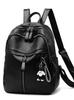 Mochila para mujer, estilo coreano, moderna, de piel sintética suave, bolso de moda, mochila informal negra sencilla, bolso bandolera de un solo hombro para mujer.