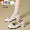 Sapatos Mary Jane com Laço Estilo Francês para Mulheres, Novo Estilo Fada Verão 2026, Elegantes Sapatos de Salto Bloco Baixo para Combinar com Vestidos
