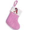 Calcetines de Navidad Lindos con Letras y Colgantes Pequeños de Lana Rosa Tejida Decoraciones para Calcetines de Navidad Transfronterizos Nuevo Producto