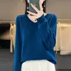 Suéter de punto holgado de color liso con cuello en V y manga corta, suave y acogedor, para otoño e invierno, diseño simple, venta al por mayor transfronteriza