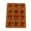 El molde actual de fábrica puede ser transfronterizo, suministros creativos para hornear, amor, estrella de cinco puntas, molde de silicona mixto para chocolate, se puede vender al por mayor