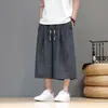 Pantalones Cortos de Verano de Pierna Ancha, Holgados, Rectos, Frescos, Estilo Chino Nuevo, de Seda Helada Transpirable para Hombre