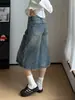 Jeans cropped de mujer estilo retro americano con borde crudo desgastado y rotos, shorts de verano de cintura alta holgados de pierna ancha de longitud media