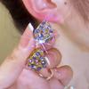 Brincos roxos de diamante completo ~ Nicho Design Love Ear Buckle Moda Purple Ball Ball Brincos Elegantes Acessórios de Orelha de Luxo Leve